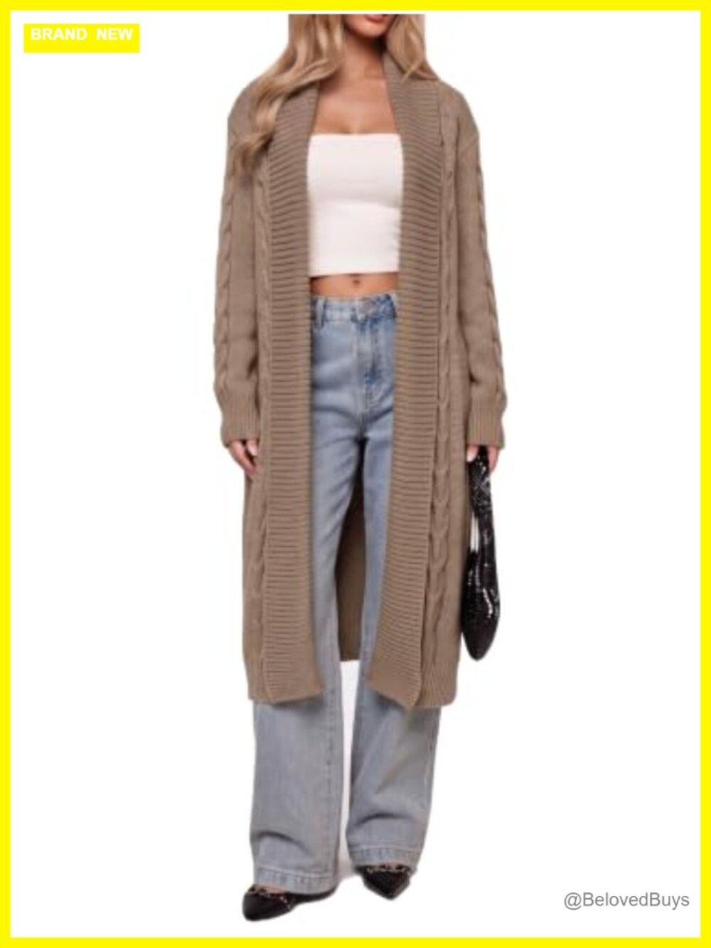 Women's Long Cable Knit Lightweight Cardigan Sweater Oversized Duster